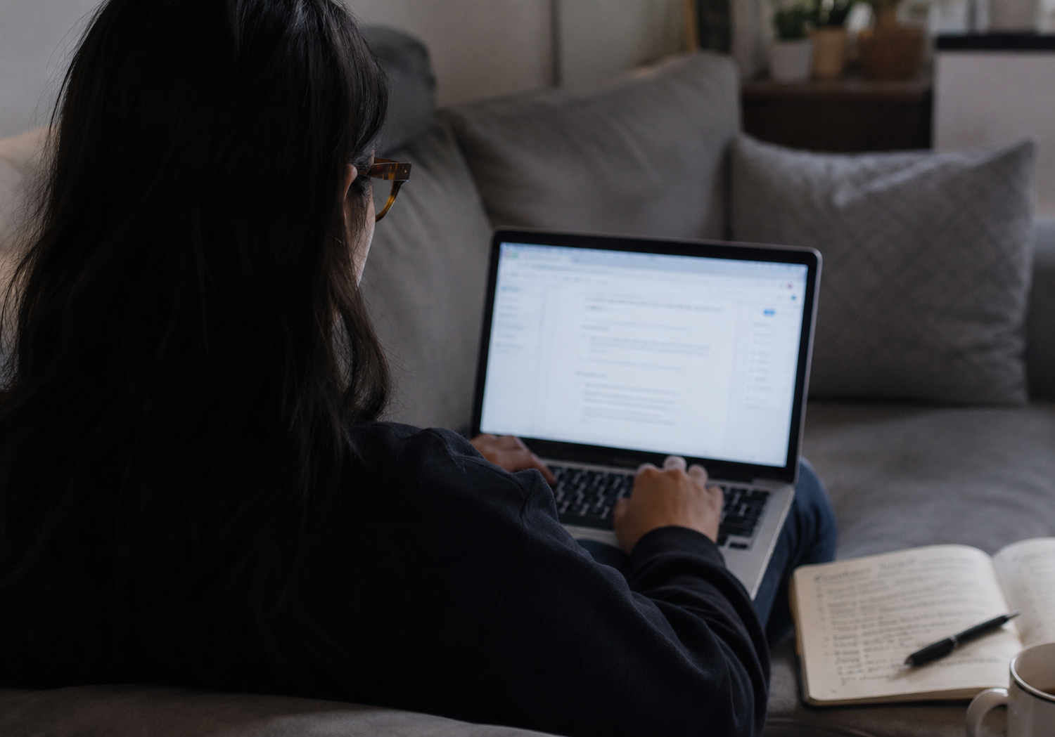 solo founder building a content strategy at their desk